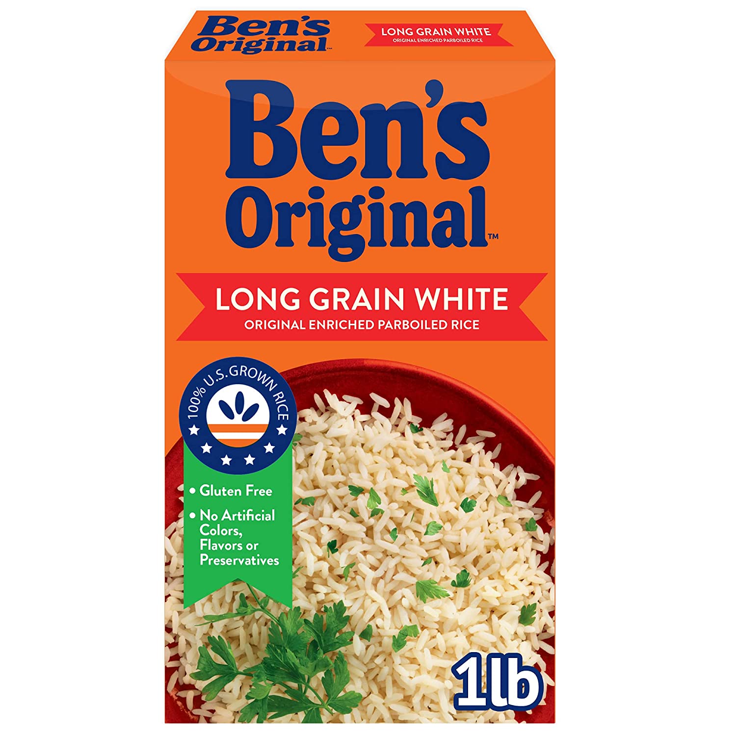 BEN-S ORIGINAL Long Grain White Original Enriched Parboiled Rice. 1 lb. (12 Pack)