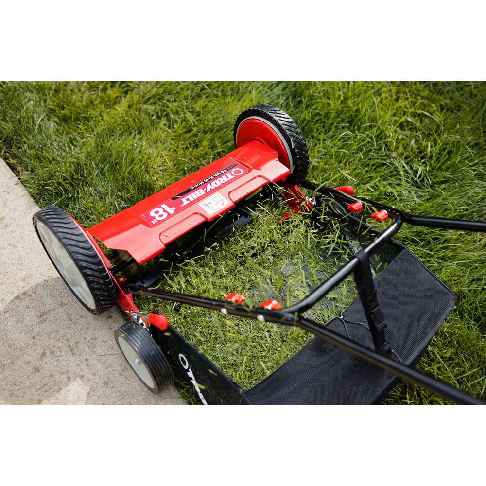 Troy-Bilt TB18R 18 in. Manual Walk Behind Reel Lawn Mower with Grass Catcher