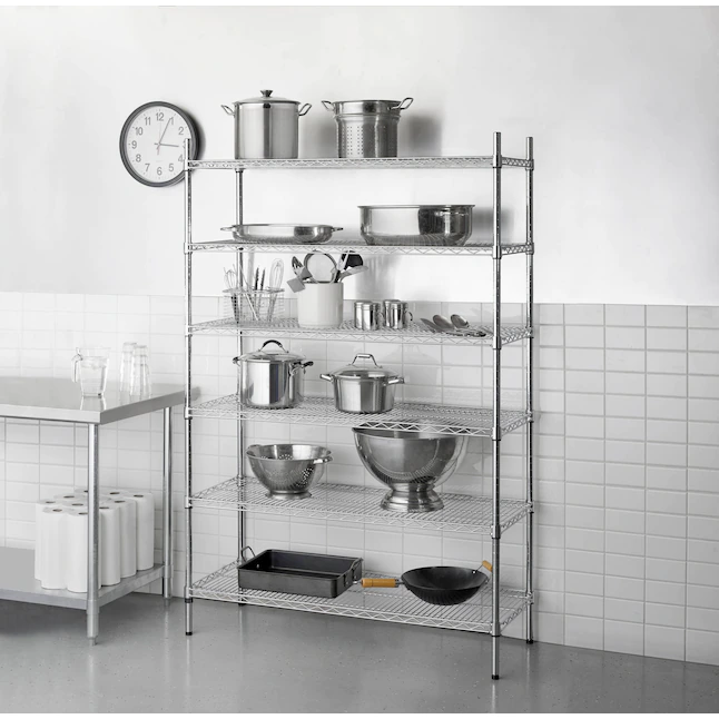 Style Selections LC6CC-R Steel Heavy Duty 6-Tier Utility Shelving Unit (47.7-in W x 18-in D x 72-in H)