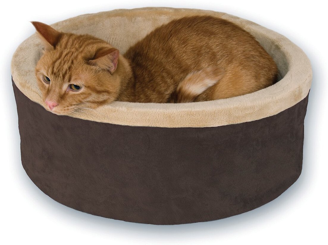 K&H Pet Products Thermo-Kitty Cat Bed. Mocha (Small)