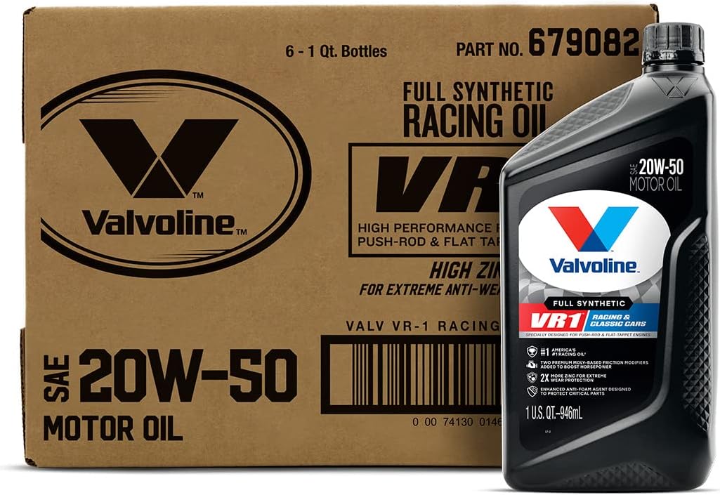 Valvoline VR1 Racing Synthetic SAE 20W-50 Motor Oil 1 QT. Case of 6