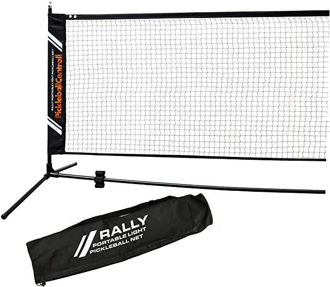 Rally Portable Light Pickleball Net - 20 Foot Lightweight Portable Pickleball Net and Frame - Regulation Height - Easy Set-up and Take Down (Enhanced Strength Steel Tube Frame + Net + Carry Bag)