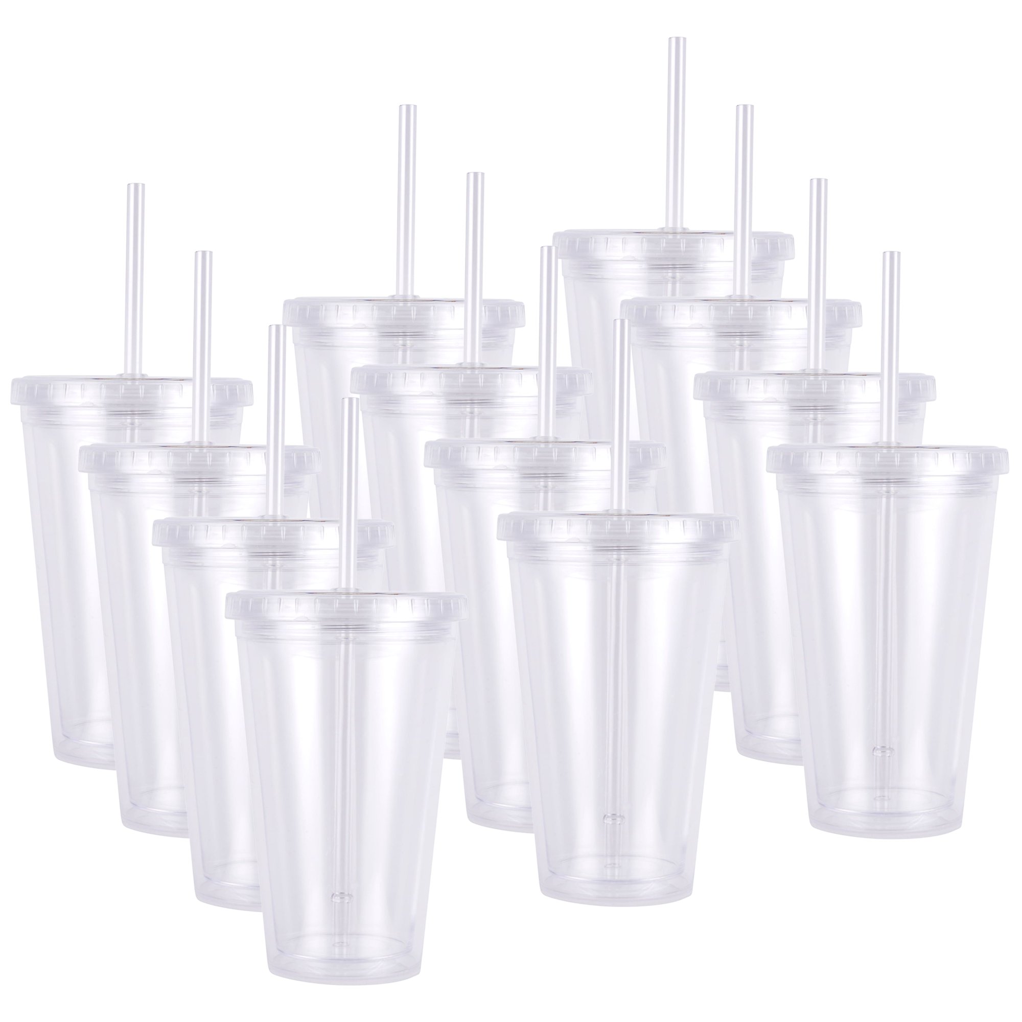 Celebrate It 12 Pack: 18oz. Plastic Tumbler with Straw