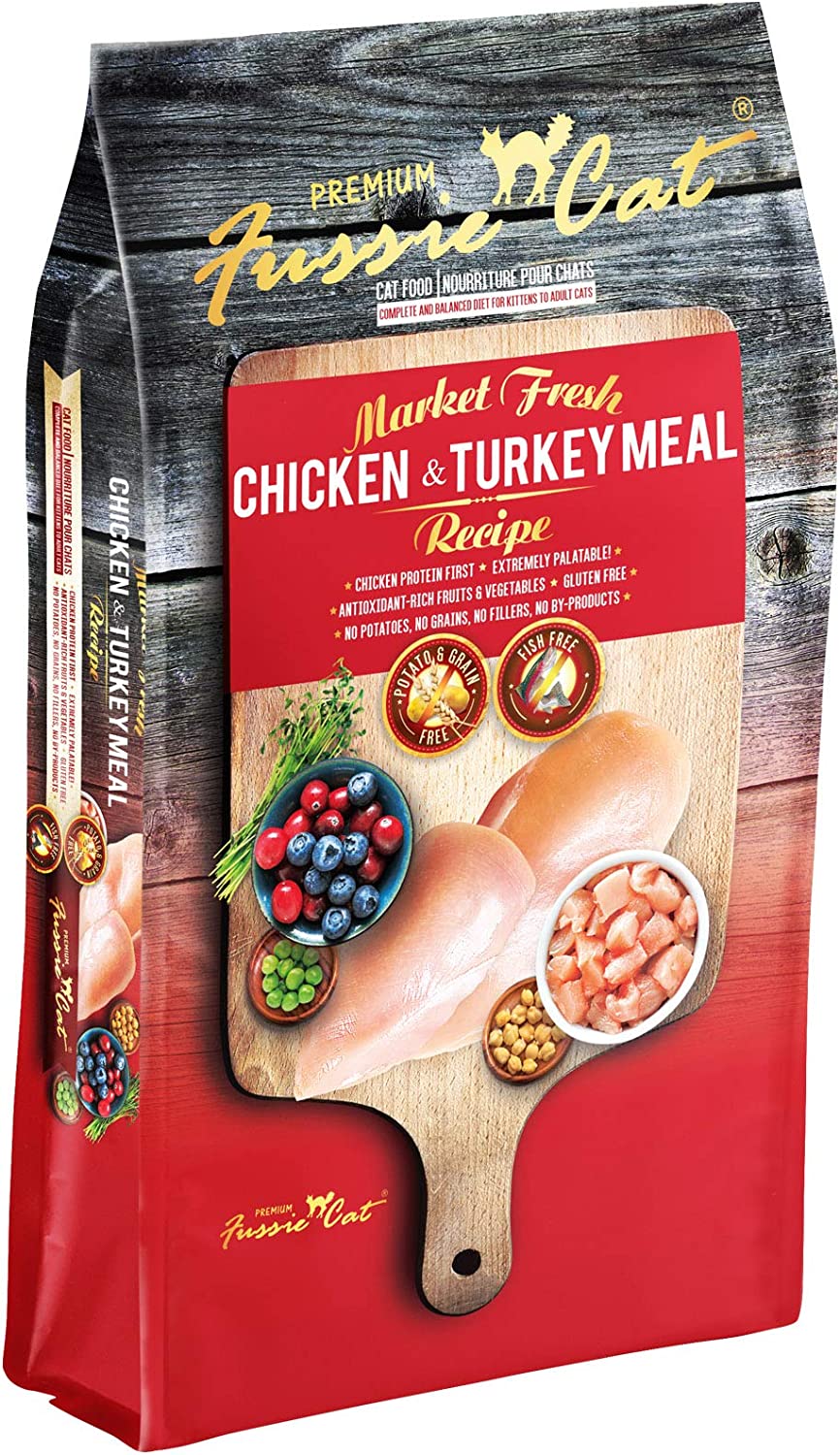 Fussie Cat Market Fresh Chicken & Turkey Recipe Grain-Free Dry Cat Food 10 Pound (Pack of 1)