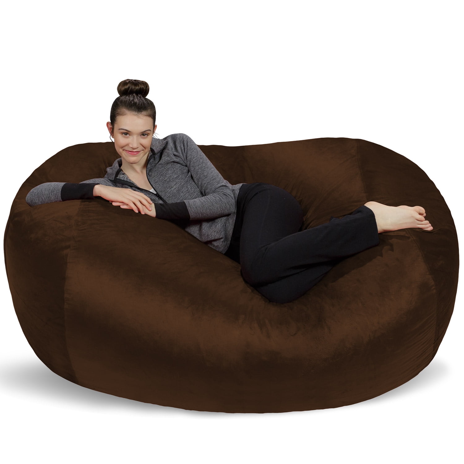 Sofa Sack Bean Bag Chair. Memory Foam Lounger with Microsuede Cover. Kids. Adults. 6 ft. Chocolate