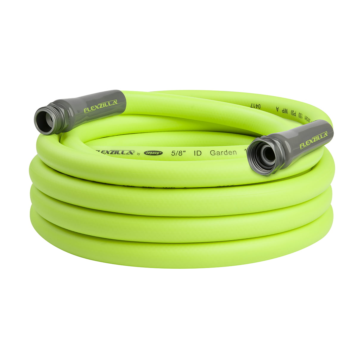 Flexzilla® Garden Hose. 5/8″ x 25′. 3/4″ - 11 1/2 GHT Fittings. Flexible Hybrid Polymer. ZillaGreen®