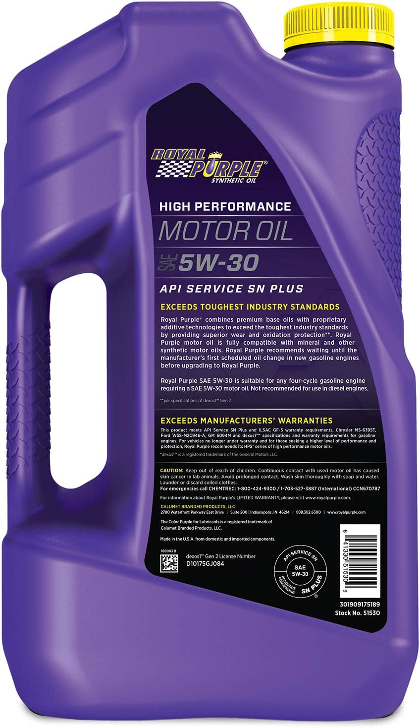 Royal Purple 51530 API-Licensed SAE 5W-30 High Performance Synthetic Motor Oil - 5 qt. Model:ROY51530