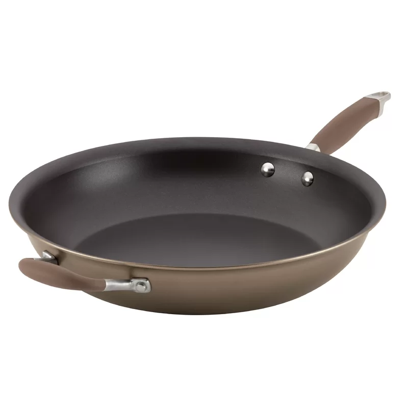 Anolon 84121 Advanced Hard Anodized Nonstick Frying Pan / Fry Pan / Hard Anodized Skillet with Helper Handle - 14 Inch. Brown Bronze