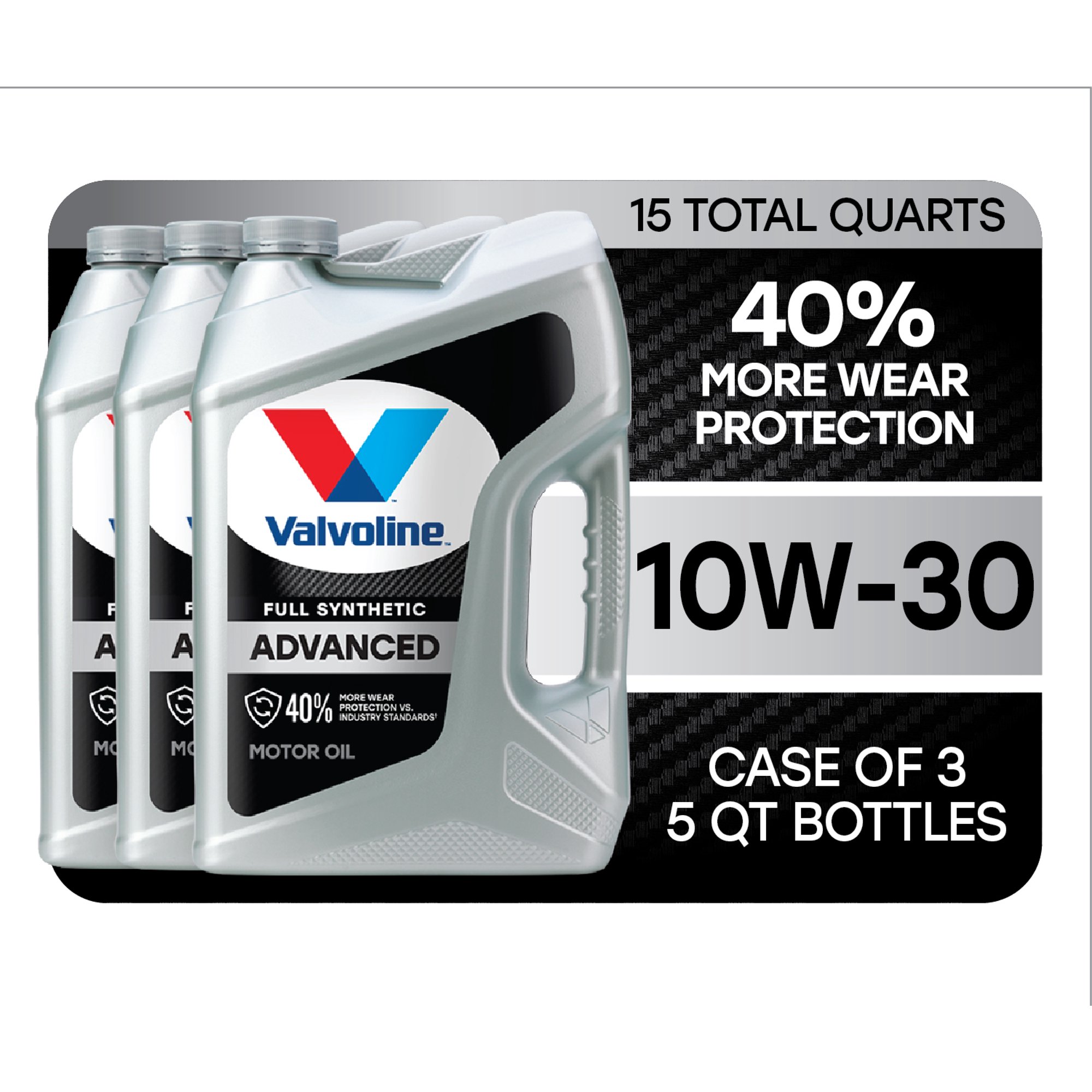 Valvoline Advanced Full Synthetic 10W-30 Motor Oil 5 QT. Case of 3