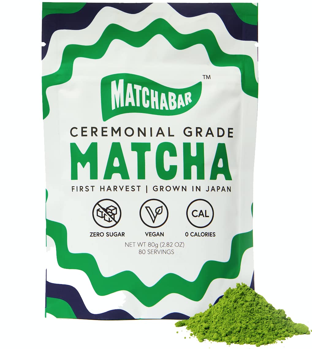 MATCHABAR Ceremonial Grade Matcha Green Tea Powder | Harvested in Japan | Premium Japanese Matcha Latte Powder | Green Tea Matcha Powder & Authentic Matcha Tea Powder. Matcha Powder Latte (80g Pouch)