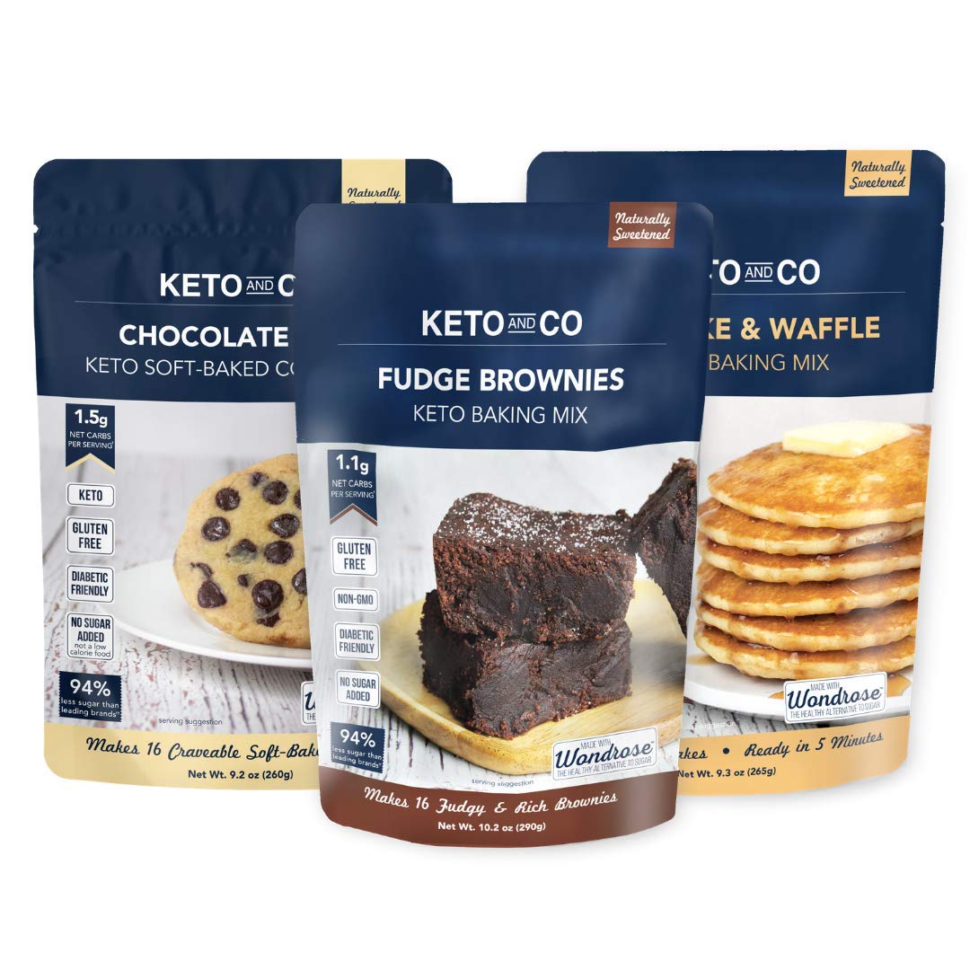 Keto and Co | Keto Baking Mix Variety Pack. Chocolate Chip Cookie Mix 3 Bags