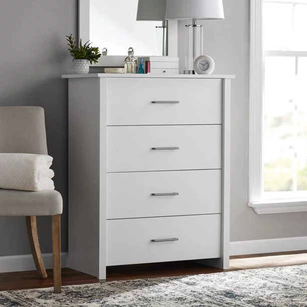 Mainstays Hillside 4-Drawer Dresser. White Finish