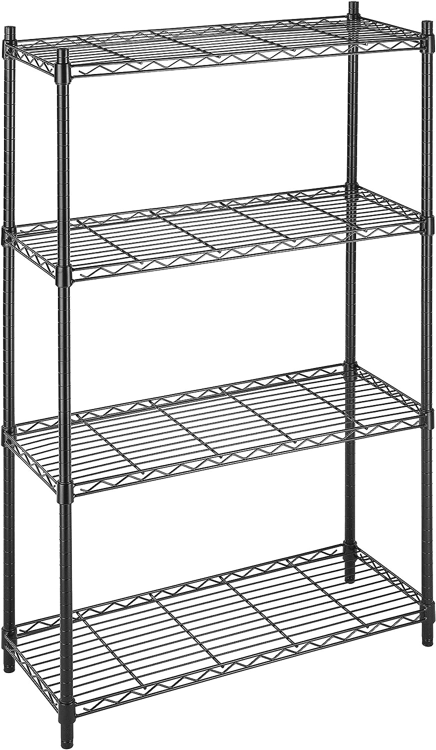 Whitmor Supreme 4 Tier Shelving with Adjustable Shelves and Leveling Feet - Black