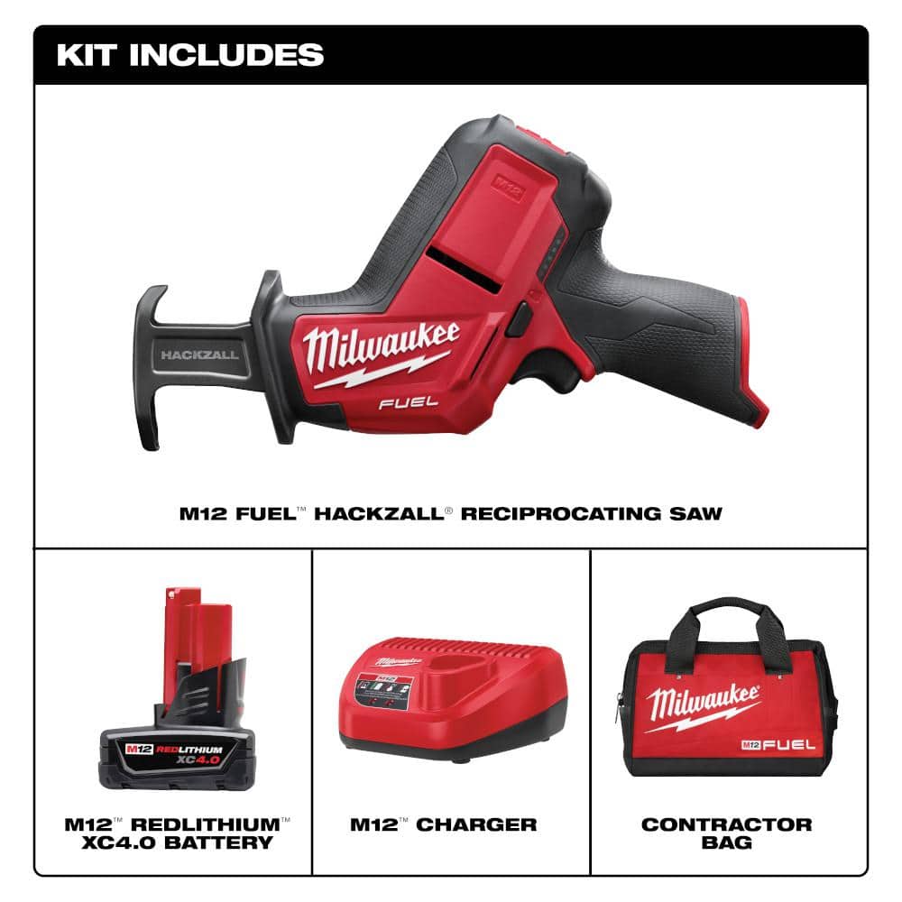 Milwaukee  M12 FUEL 12V Lithium-Ion Brushless Cordless HACKZALL Reciprocating Saw Kit W/M12 Rocket Stand Light
