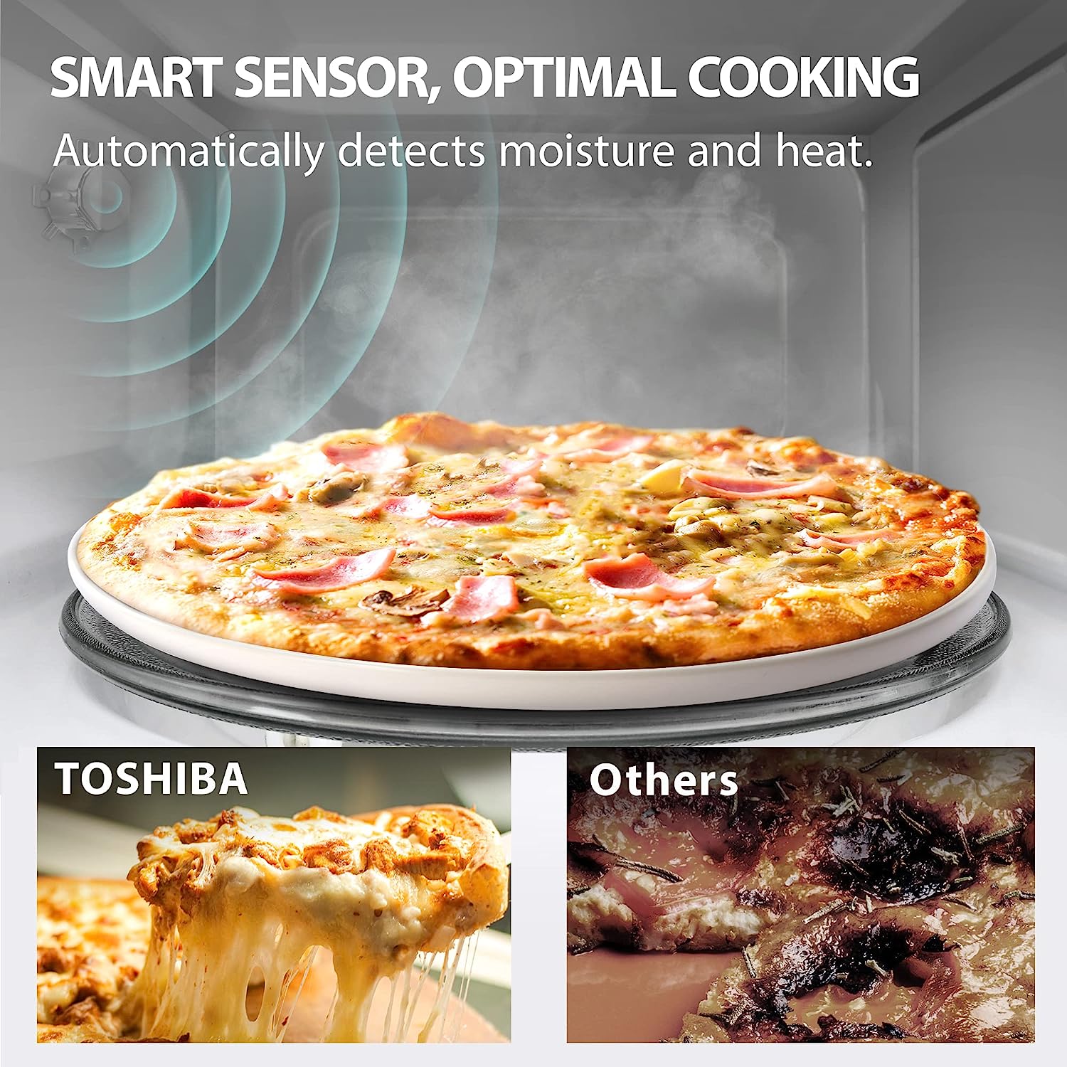 TOSHIBA ML2-EM12EA(BS) Countertop Microwave Oven With Stylish Design As Kitchen Essentials. Smart Sensor. ECO Mode & Mute Function. 1.2 Cu Ft With 12.4″ Turntable. 1100W. Black Stainless Steel