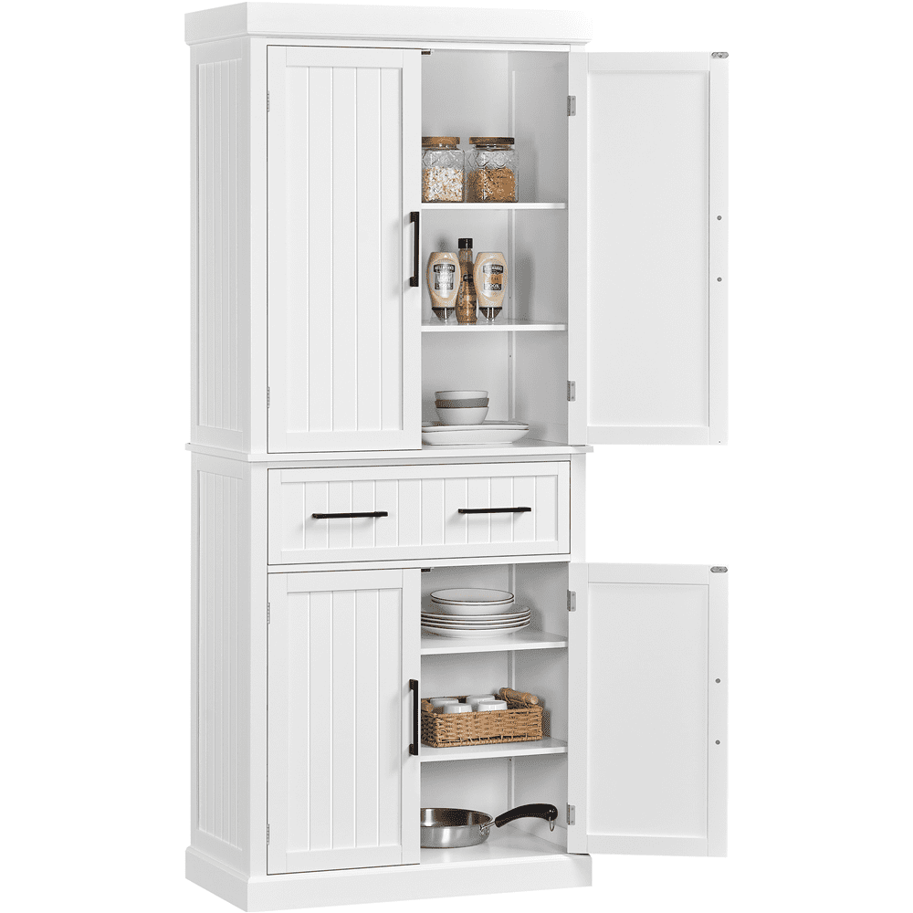 Topeakmart 72.5″ H Kitchen Pantry Cabinet with Doors and Adjustable Shelves. White