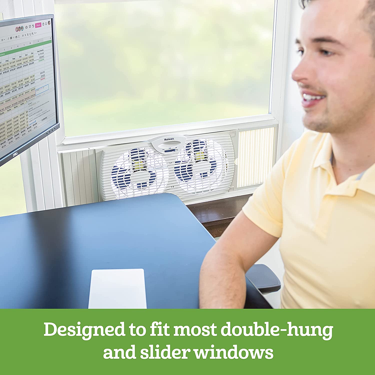 Holmes 2022 Dual Blade Manual Window Fan