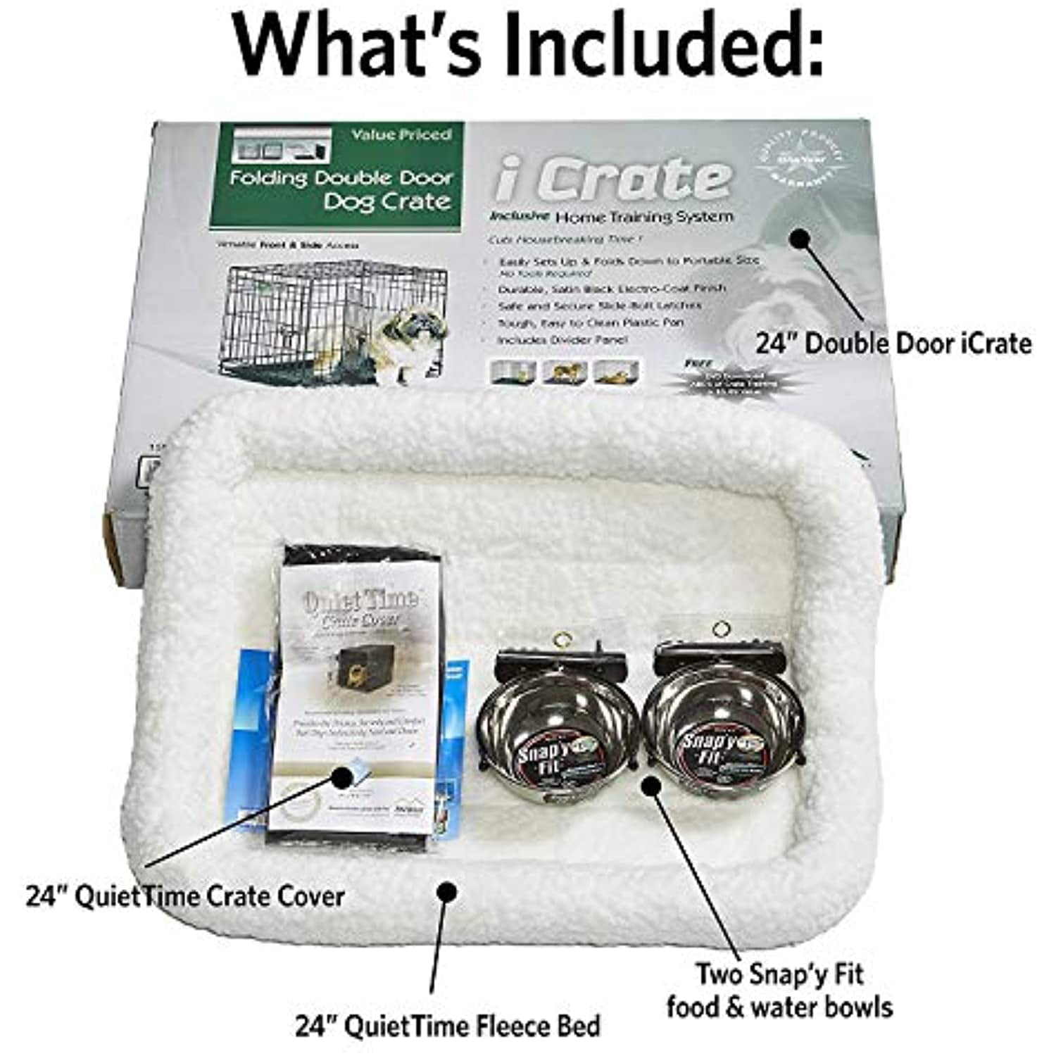 MidWest Homes For Pets Dog Crate Starter Kit. 24″