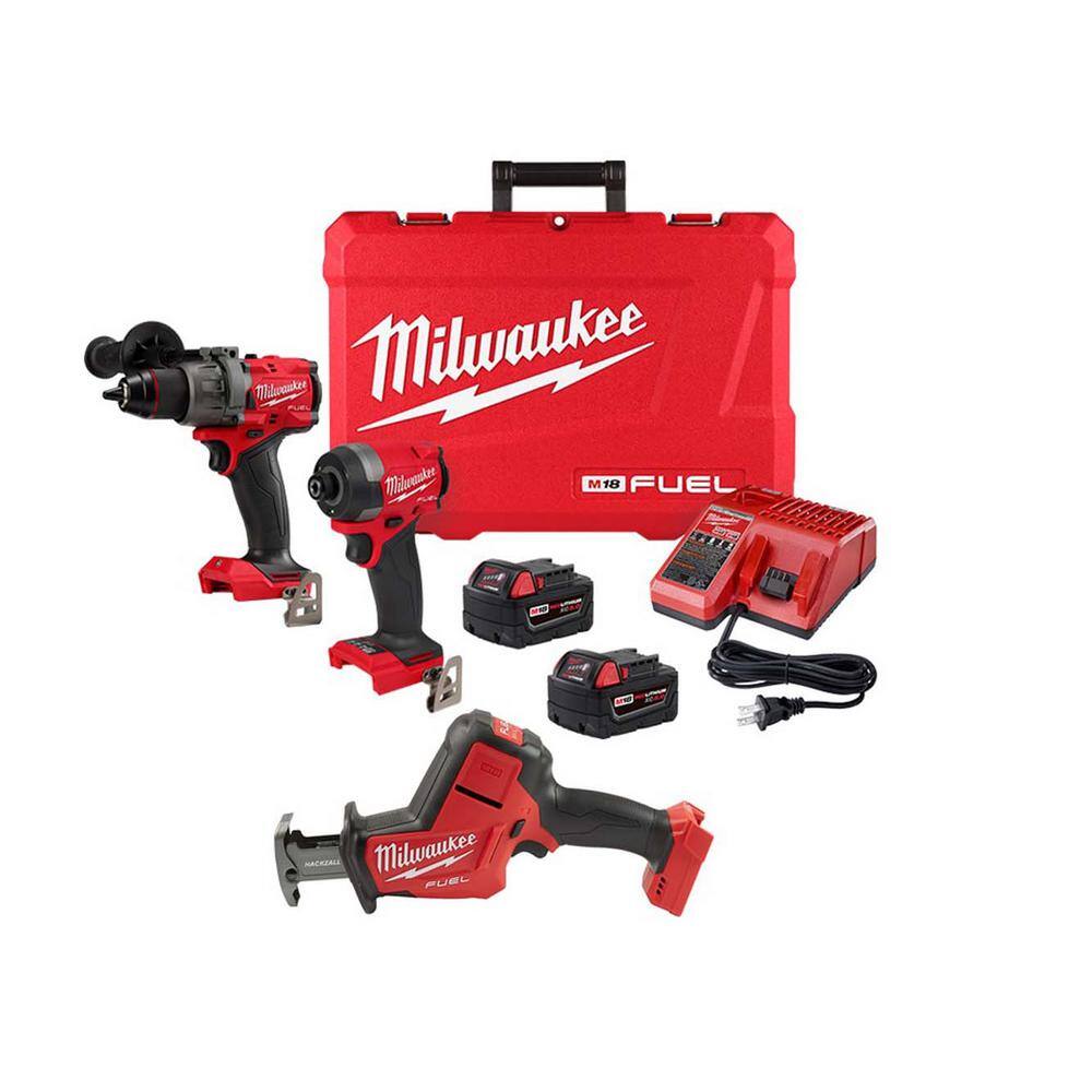 Milwaukee 3697-22-2719-20 M18 FUEL 18-Volt Lithium-Ion Brushless Cordless Hammer Drill and Impact Driver Combo Kit (2-Tool) with HACKZALL