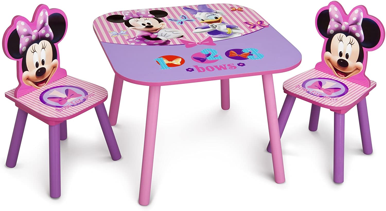 Delta Children Kids Table and Chair Set (2 Chairs Included) - Ideal for Arts & Crafts. Snack Time. Homeschooling. Homework & More. Disney Minnie Mouse