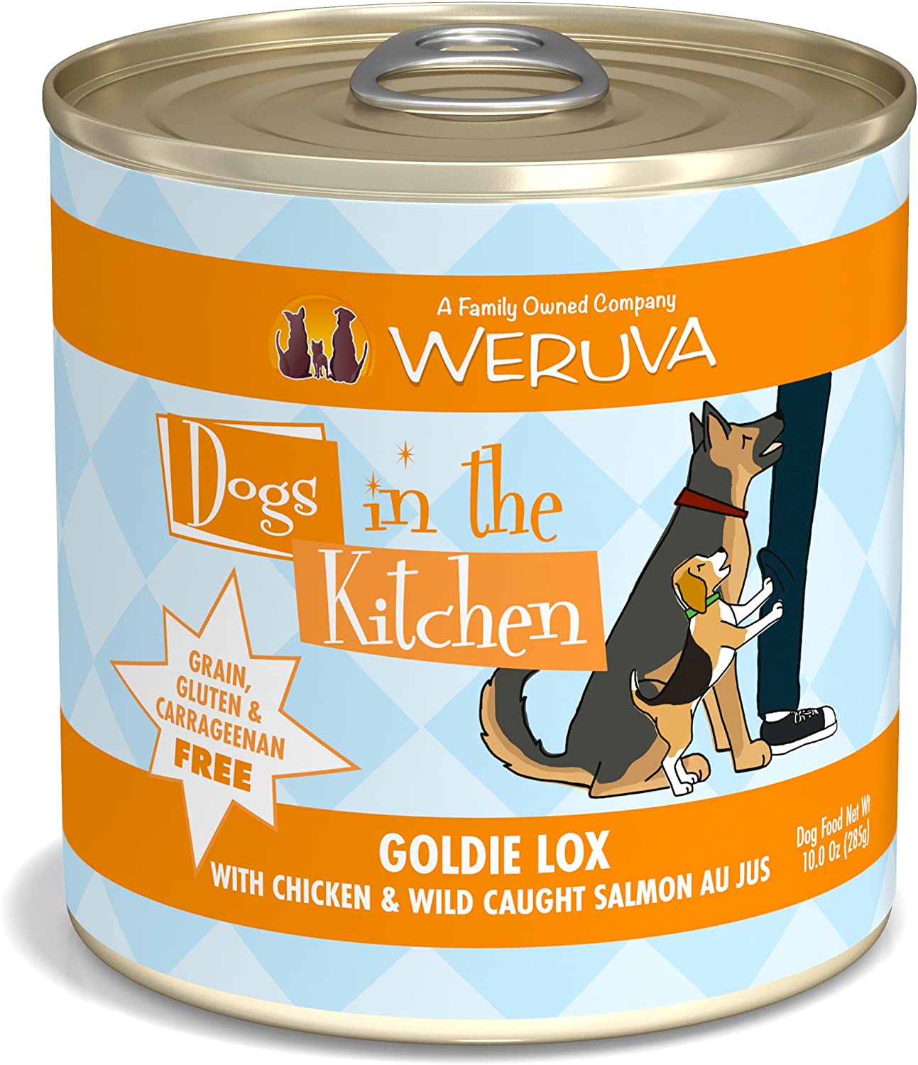 Weruva Dogs in the Kitchen Goldie Lox with Chicken & Wild Caught Salmon Au Jus Grain-Free Canned Dog Food 10-oz can case of 12