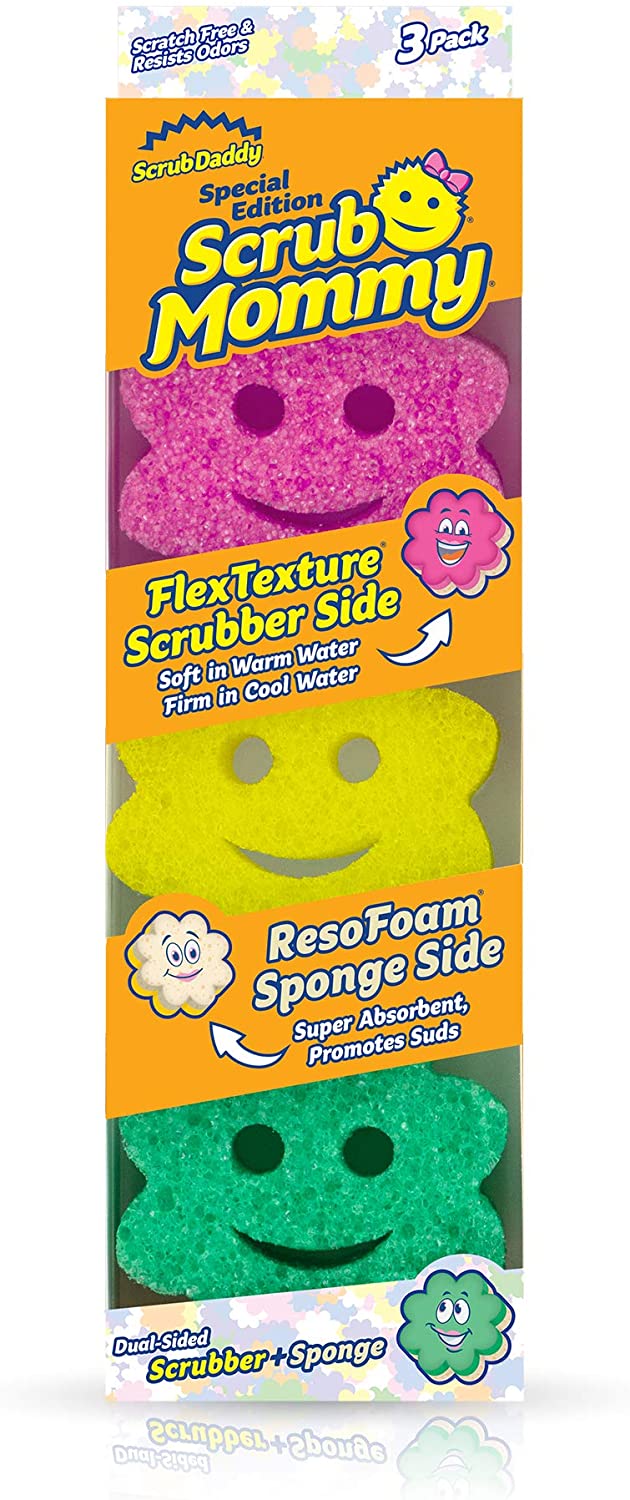 Scrub Daddy Sponge Set - Scrub Mommy Power Flower Dual. Multi-Surface 3 ct