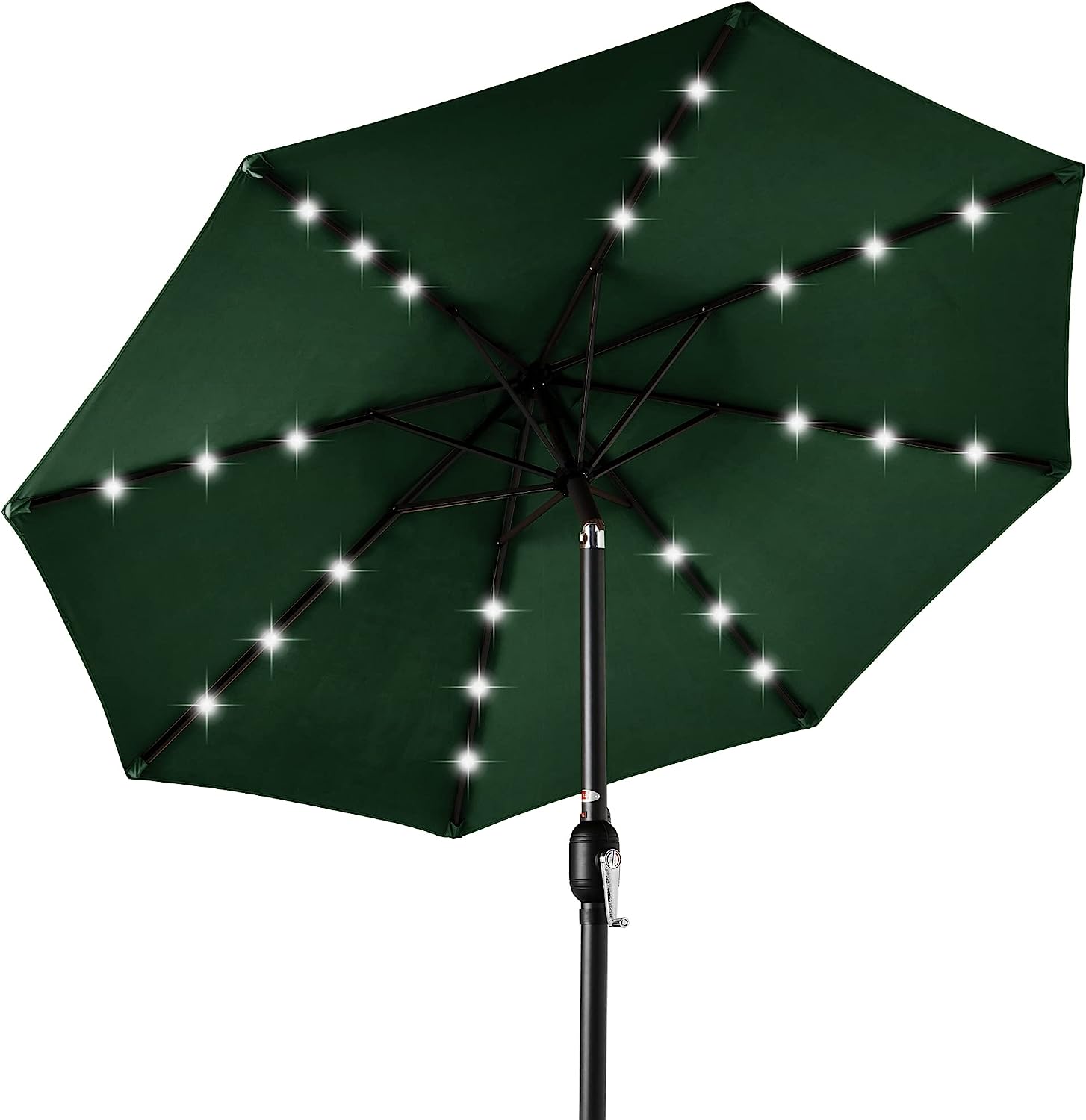 Best Choice Products 10ft Solar Powered Aluminum Polyester LED Lighted Patio Umbrella w/Tilt Adjustment and UV-Resistant Fabric - Green