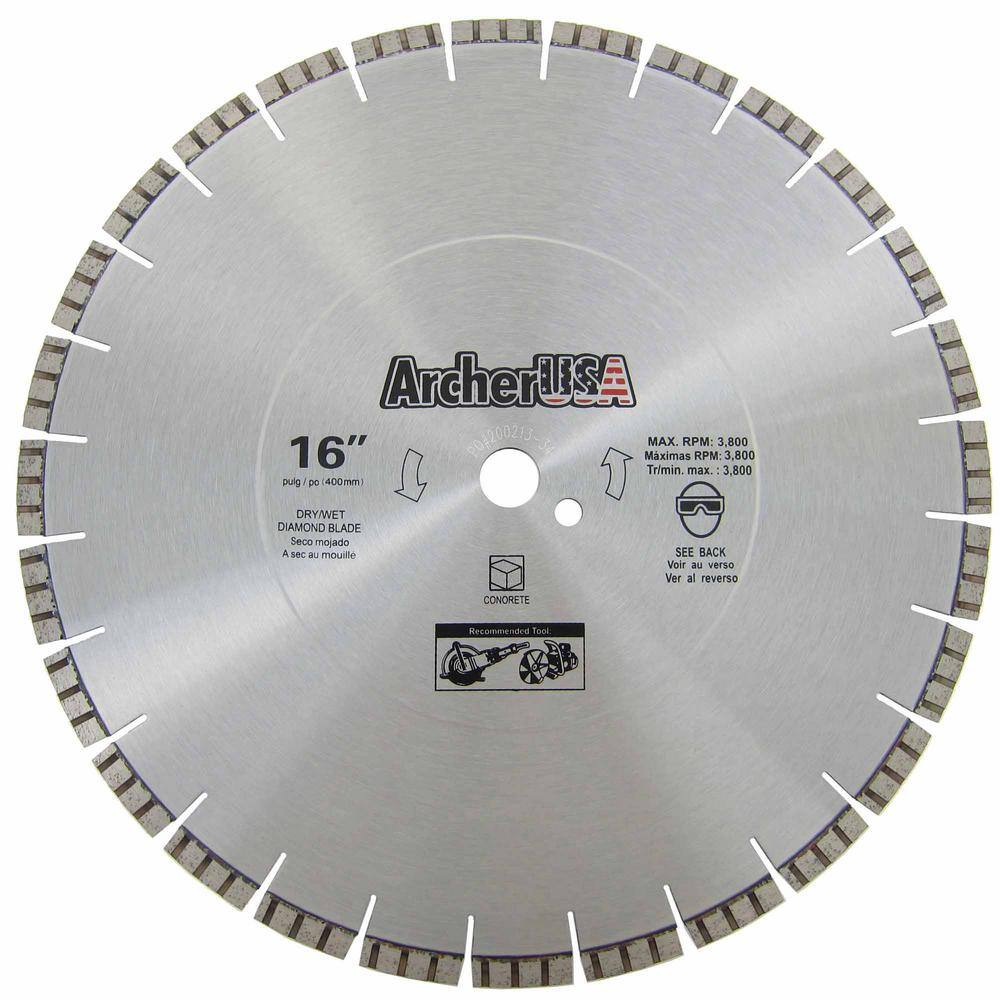 Archer USA LWCP16 16 in. Diamond Blade for Concrete Cutting