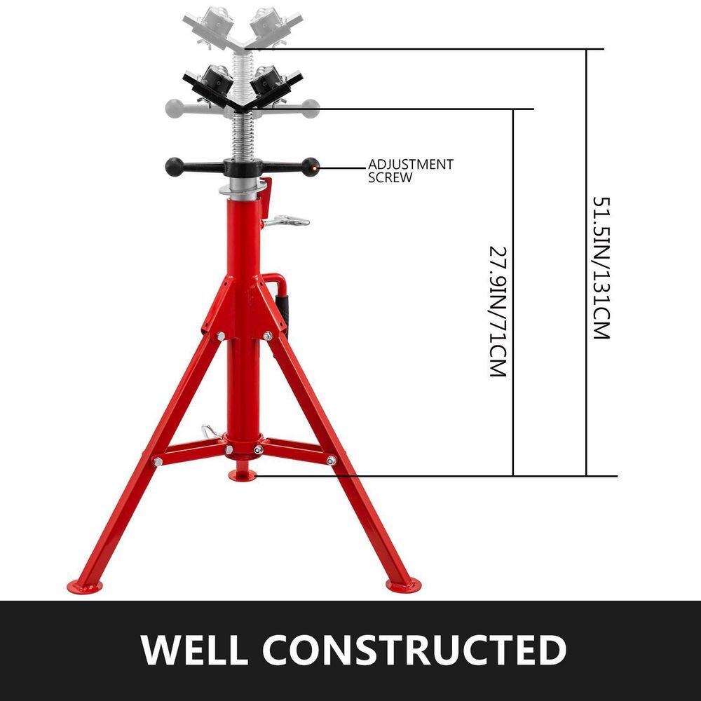 VEVOR JJ1107A4YTGJVX001V0 Pipe Jack Stand 1500 lbs. Load Welding Stand Jack 28 in. to 52 in. Height with 4-Ball Transfer V-Head for 107A-Type Pipe