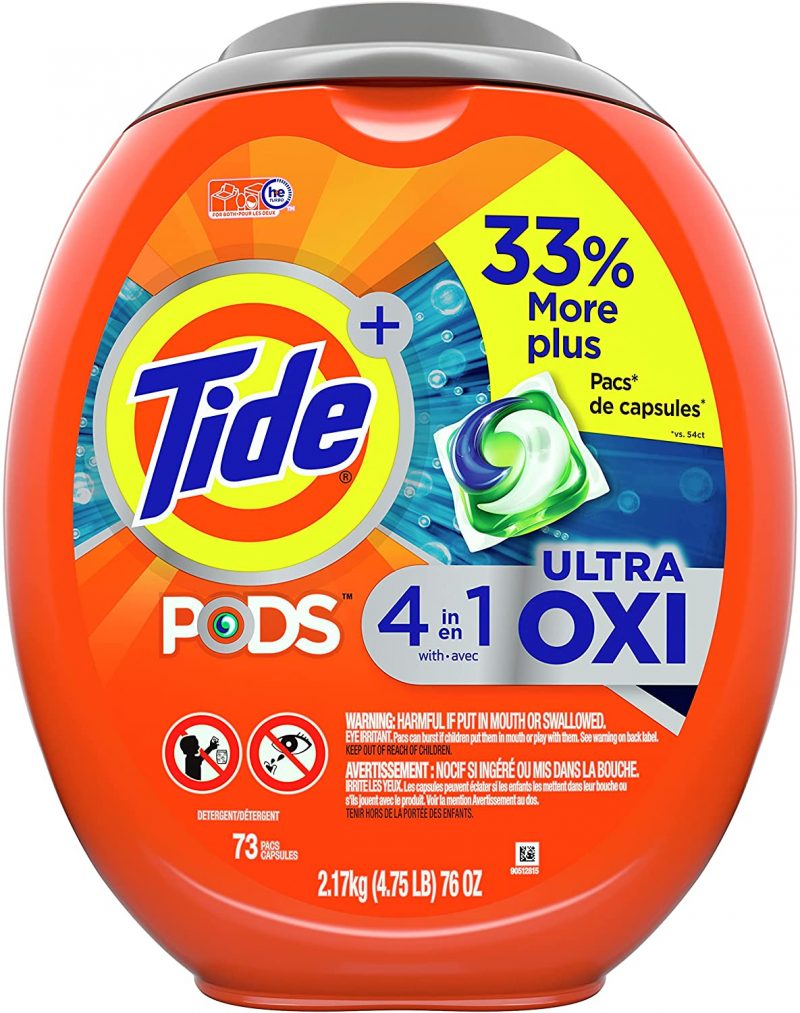 Tide PODS 4 in 1 Ultra Oxi Liquid Laundry Detergent Pacs. 73 Count