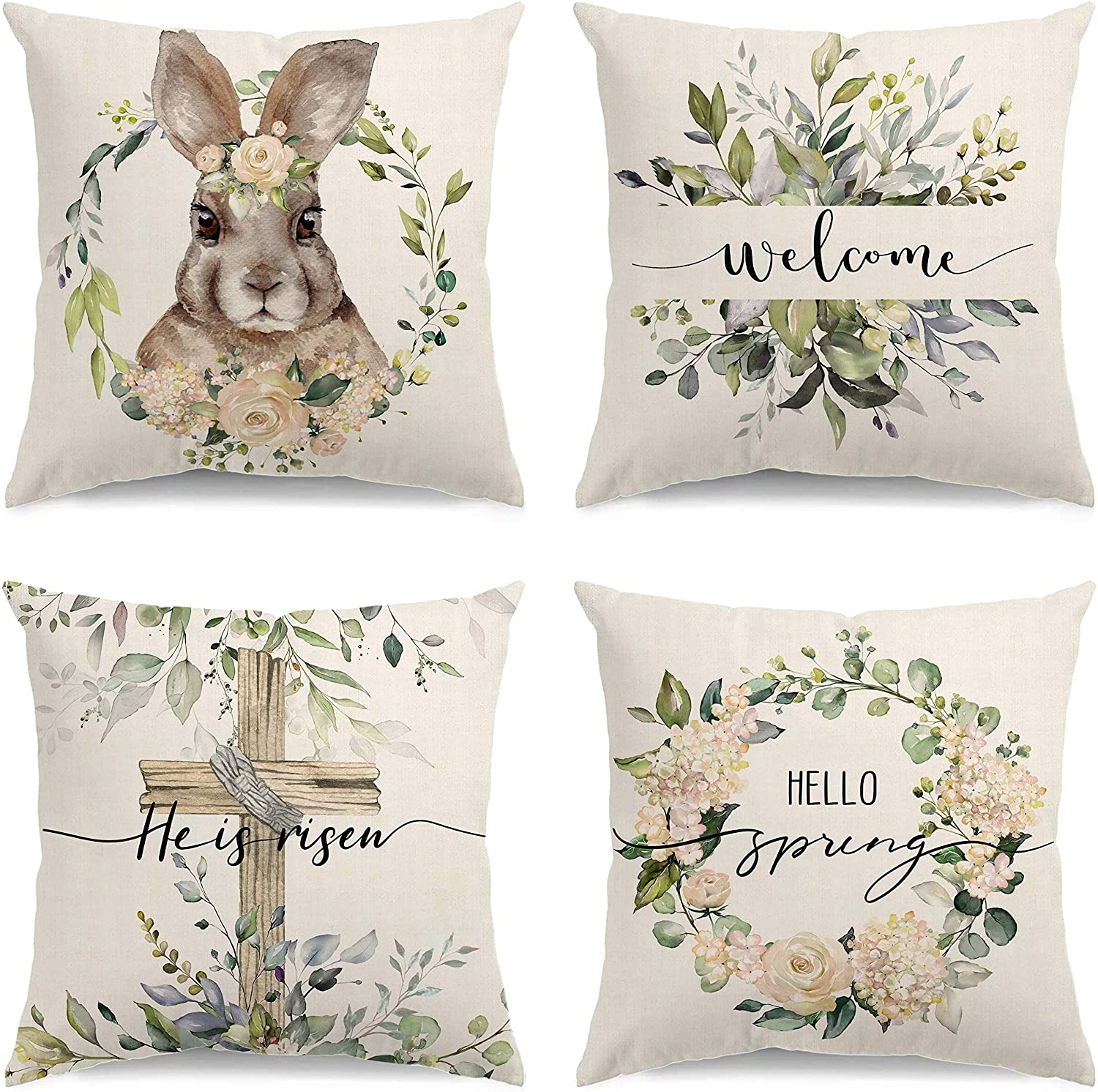 Glaring Easter Spring Outdoor Pillow Covers 18×18 Set of 4 Decorations