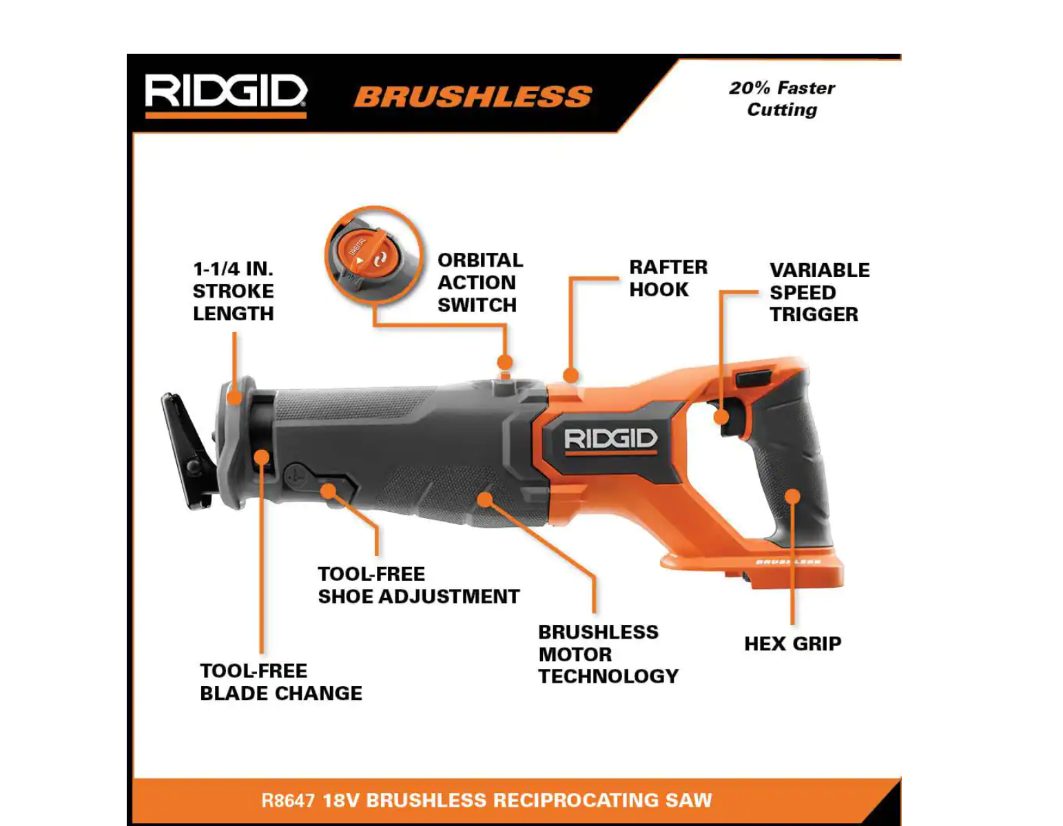 RIDGID R960261SB2N 18V Brushless 2-Tool Combo Kit with Reciprocating Saw and Multi-Tool (Tools Only)