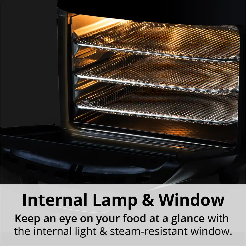 ARIA AAW-906 10Qt White Air Fryer Oven with Rotating Rotisserie. Dehydration and Recipe Book (White)