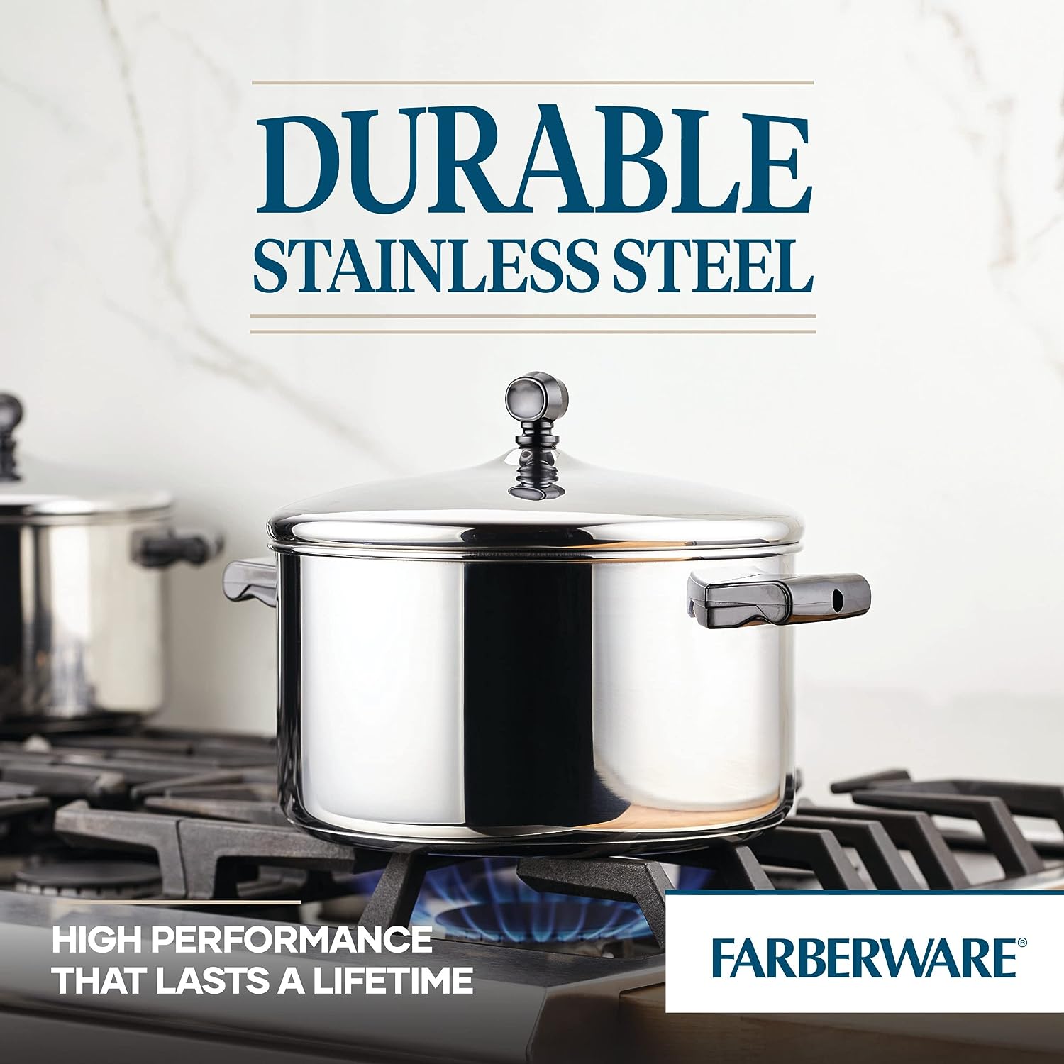 Farberware Classic Stainless Steel 6-Quart Stockpot with Lid. Stainless Steel Pot with Lid. Silver
