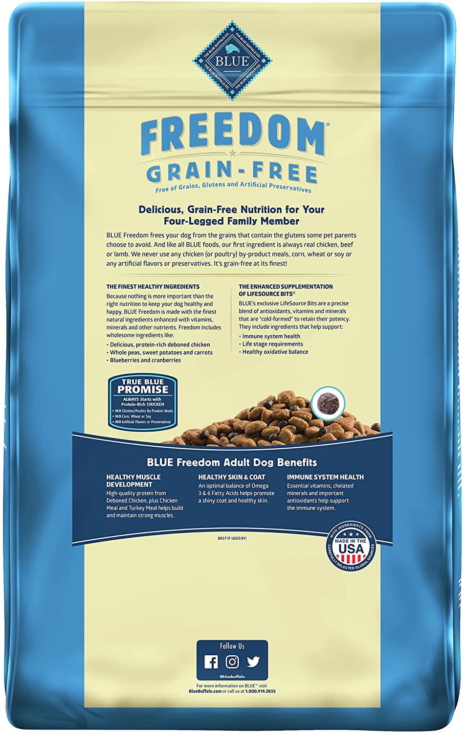 Blue Buffalo Freedom Grain Free Recipe for Dog. dog food. Chicken Recipe. 11 lb