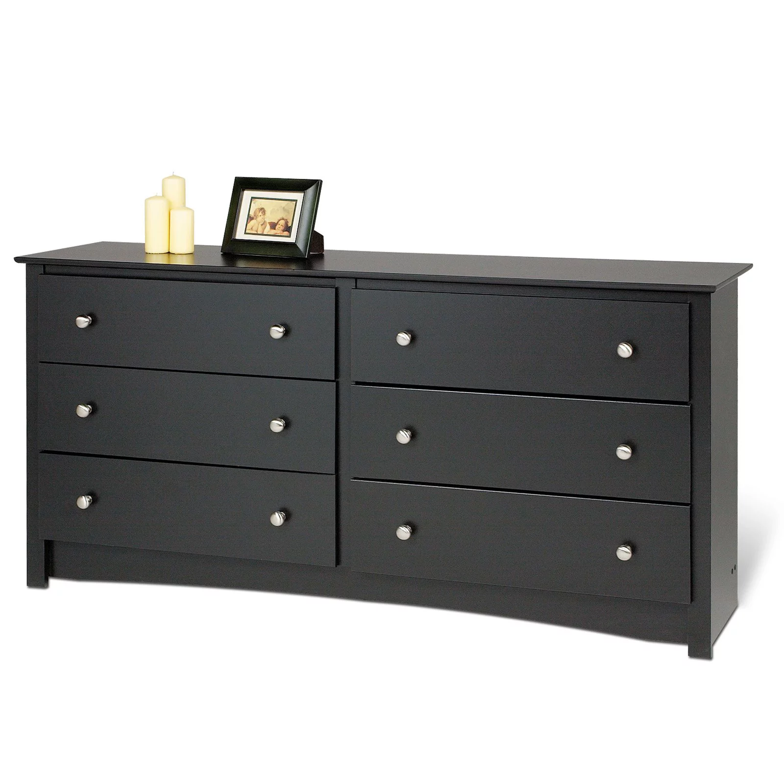 Prepac Sonoma 6 Drawer Wooden Double Dresser. 16″ x 59″ x 29″. Black