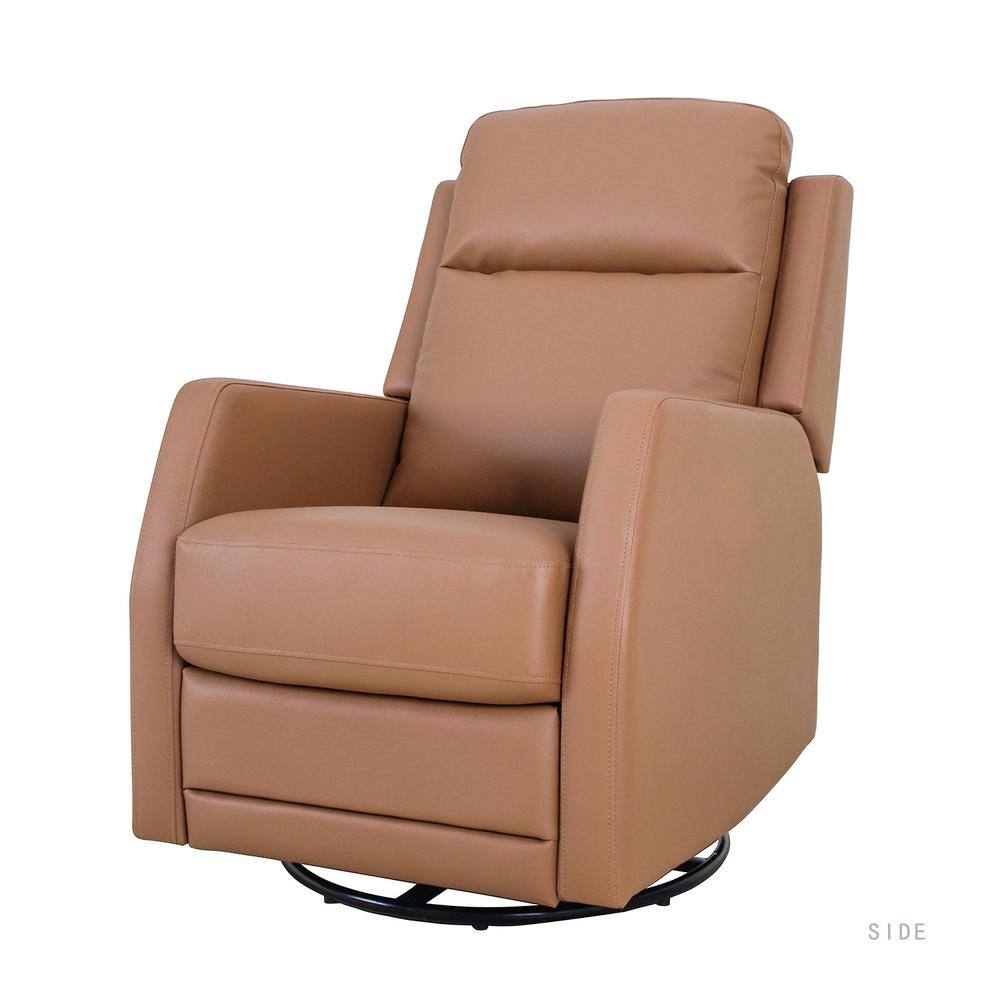 JAYDEN CREATION  Coral Classic Camel Upholstered Rocker Wingback Swivel Recliner with Metal Base