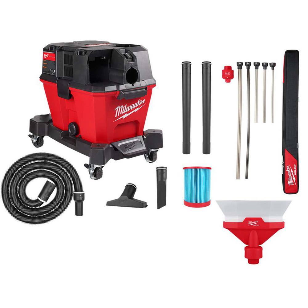 Milwaukee 0910-20-49-90-2022-49-90-2037 M18 FUEL 6 Gal. Cordless Wet/Dry Shop Vac W/Filter. Hose and AIR-TIP 1-1/4 in. - 2-1/2 in. Hose and Dust Collector