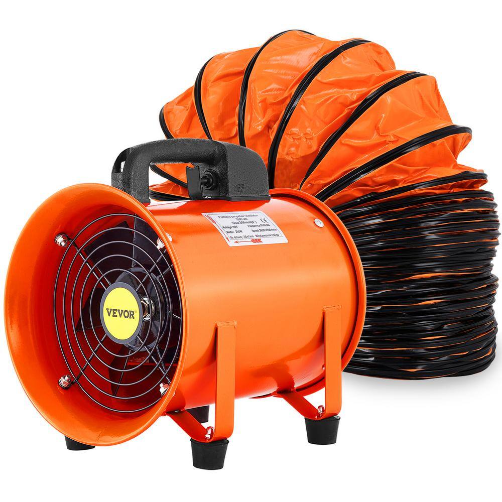 VEVOR GYGFJ8YCD10MG0001V1 Utility Blower Fan 8 in. High Velocity Ventilator Fan 230 Watt 882 CFM with 32.8 ft. Duct Hose for Exhausting at Home