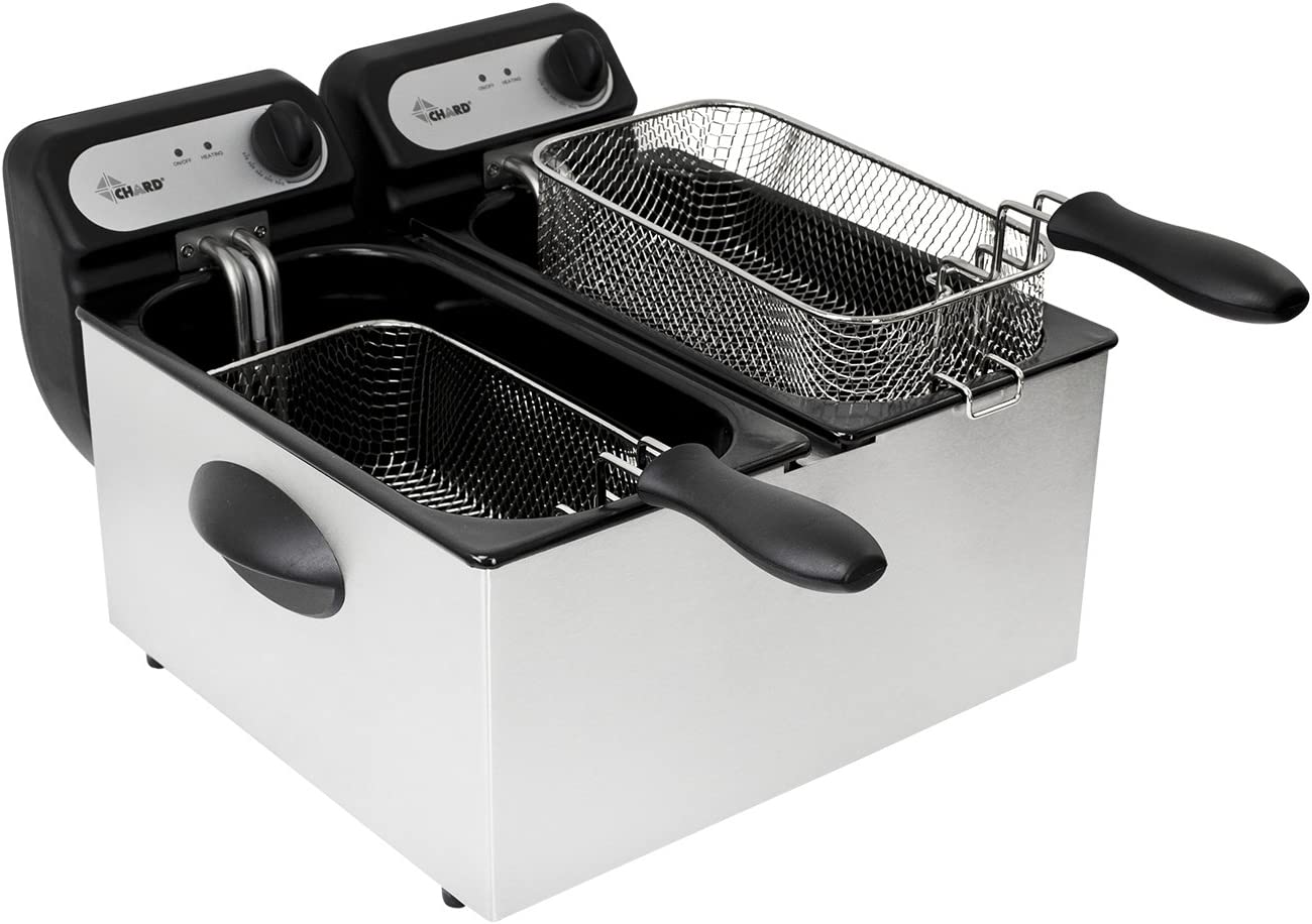 CHARD DF-6E. Dual Tank Deep Fryer. Stainless Steel. 6 liter. 1500 watts