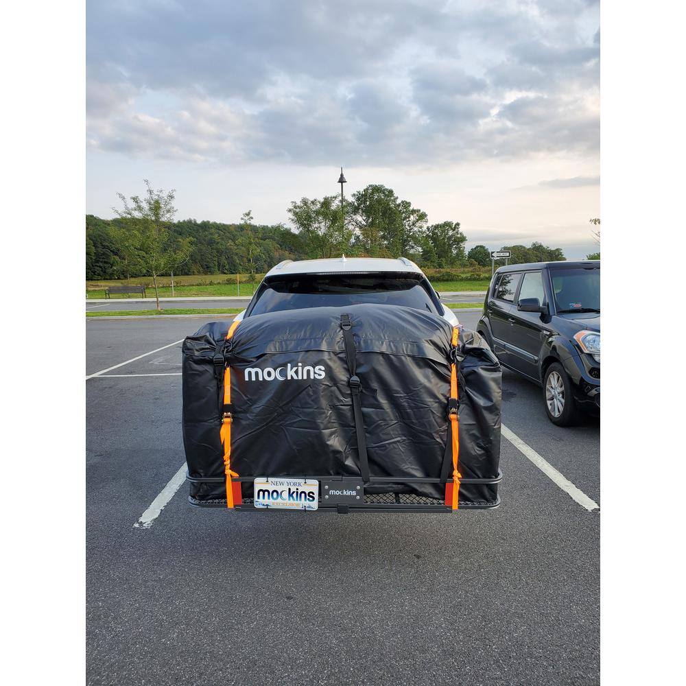 Mockins MA-57 500 lbs. Capacity XL Hitch Mount Cargo Carrier Set w/Folding Shank and 2 in. Raise Includes Cargo Bag Net Straps Locks