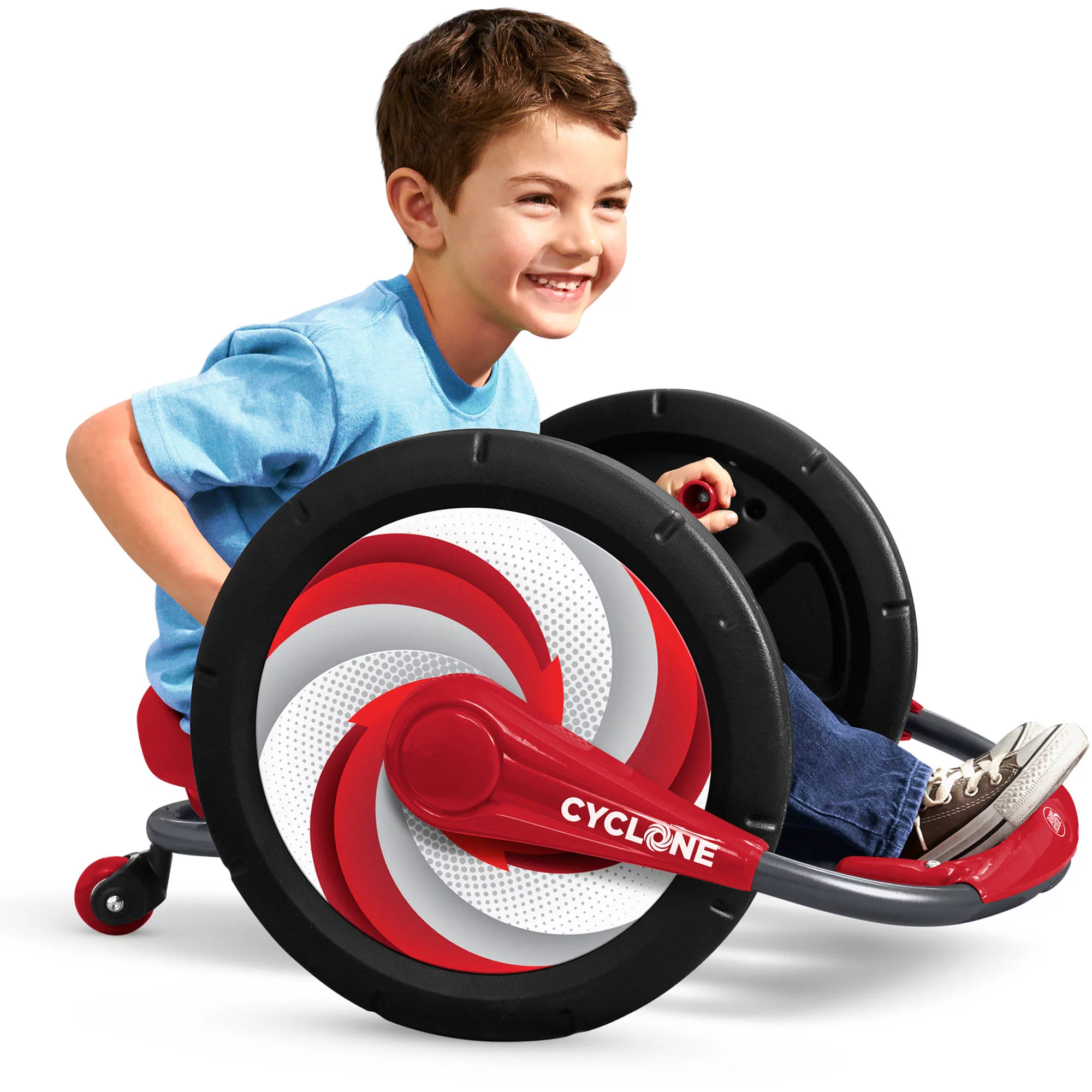 Radio Flyer. Cyclone Ride-on for Kids. Arm Powered. 16″ Wheels. Red