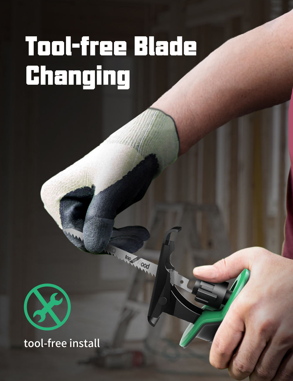 KIMO Reciprocating Saw - KIMO 20V 2.0Ah Cordless Pole Saw W/8-Inch Cutting Bar. Closes With Battery to Cut Trees. Tree Cutting Saw