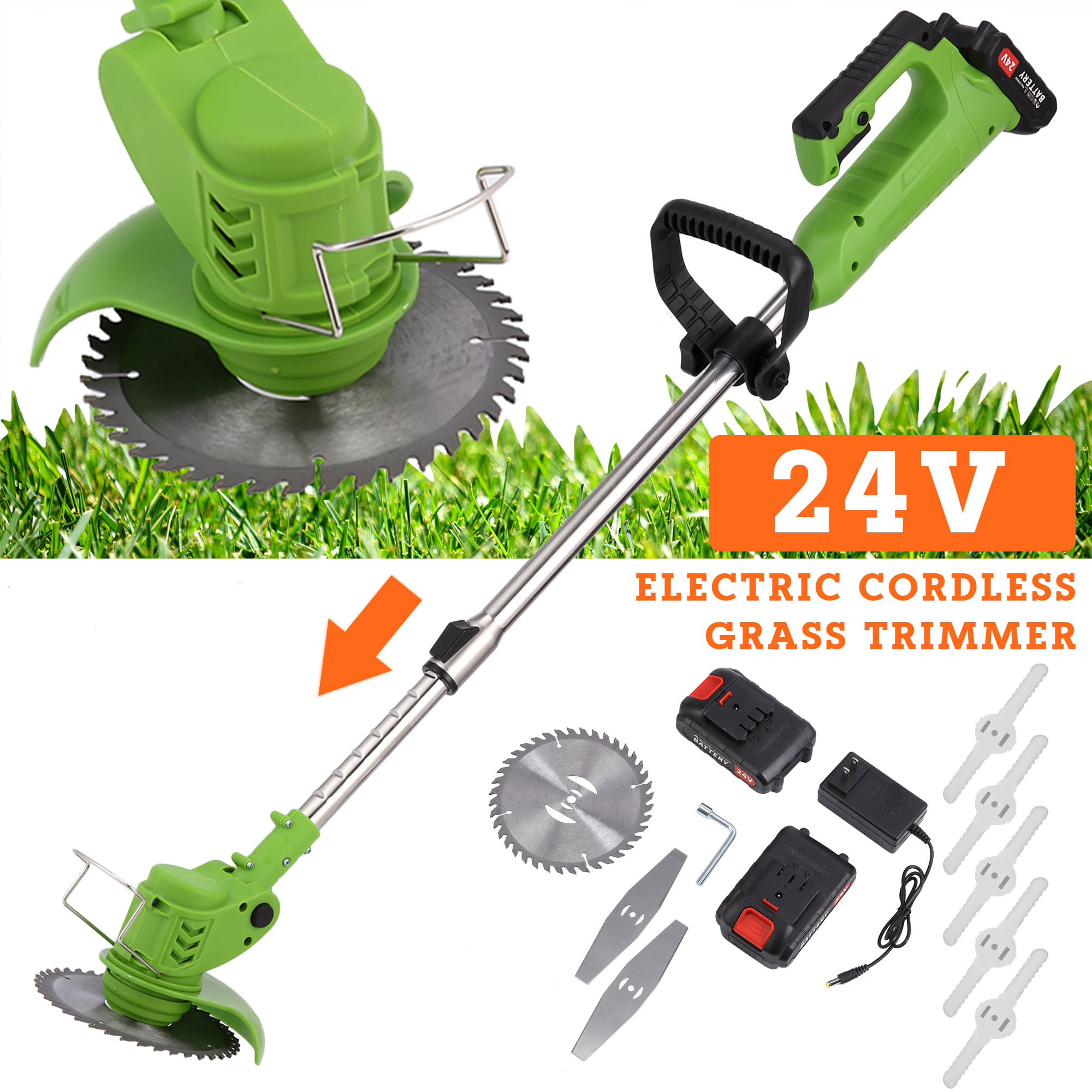 Electric Weed Eater Lawn Edger Cordless Grass String Trimmer Cutter + 2 Batteries