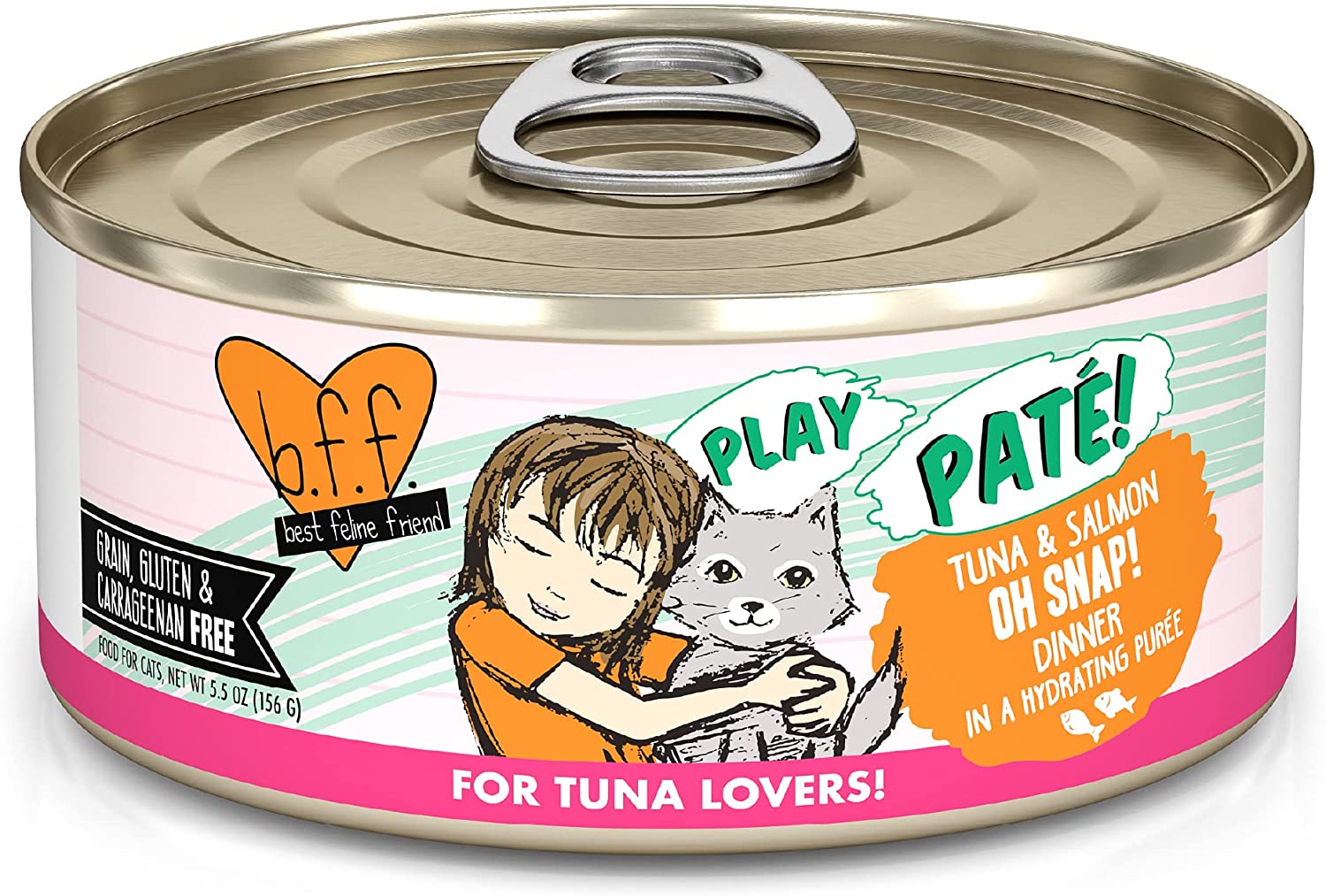 Weruva Wet Cat Food B.F.F. PLAY - Best Feline Friend Paté Lovers. Aw Yeah!. Tuna & Salmon Oh Snap!. 5.5oz Can (Pack of 8)