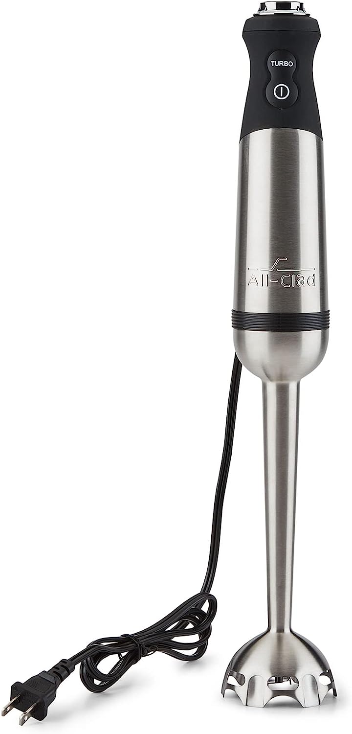 All-Clad Electrics Stainless Steel Immersion Blender 2 Piece Turbo Function 600 Watts Detachable. Variable Speed Control. Hand Blander. 9-1/4-inch