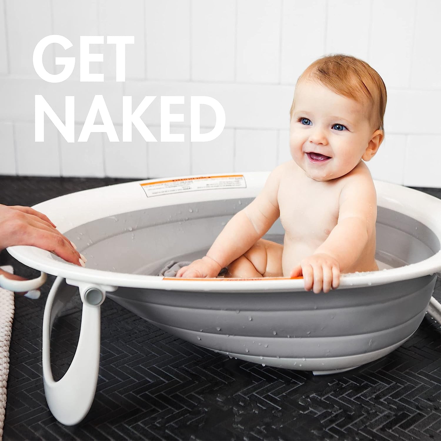 Boon Naked 2-Position Collapsible Baby Bathtub. Recline or Sit Up for Infants and Toddlers - Gray