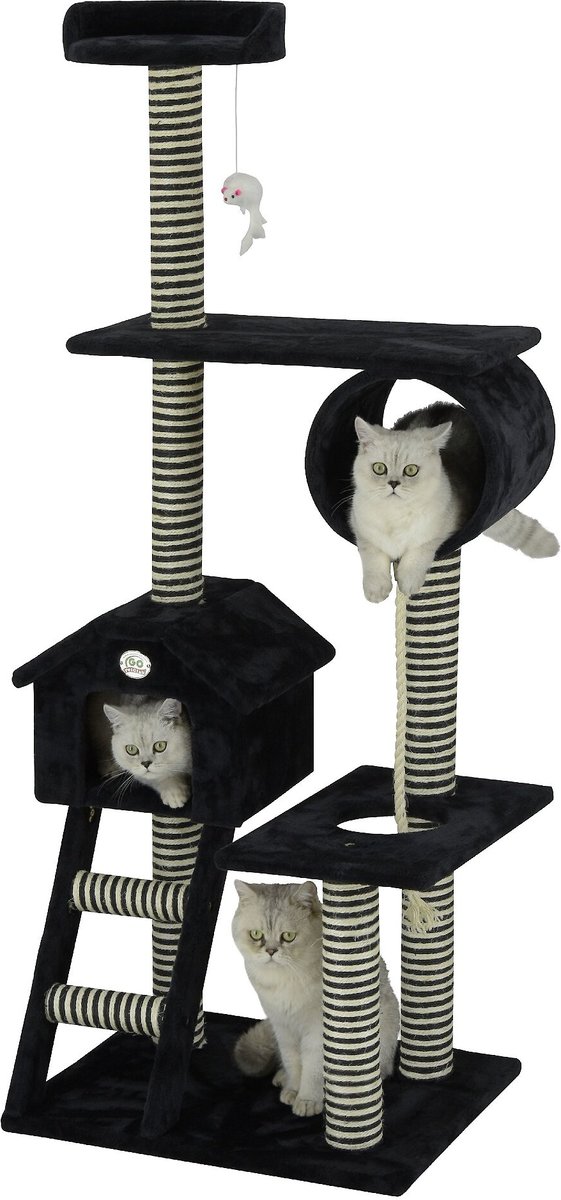 Go Pet Club 60-in Sisal Posts Cat Tree Condo. Black