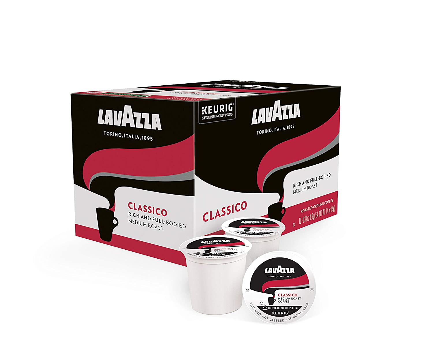 Lavazza Classico Single-Serve Coffee K-Cups for Keurig Brewer. Medium Roast. 10 Count Boxes (Pack of 6) .100% Arabica. Value Pack. Full bodied medium roast with rich flavor and notes of dried fruit