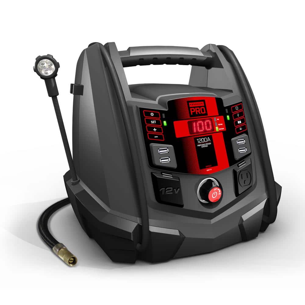 Schumacher Electric SPR1631 Schumacher Pro Automotive 12-Volt 1200 Peak Amp Jump Starter and Portable Power Station with 100-PSI Air Compressor